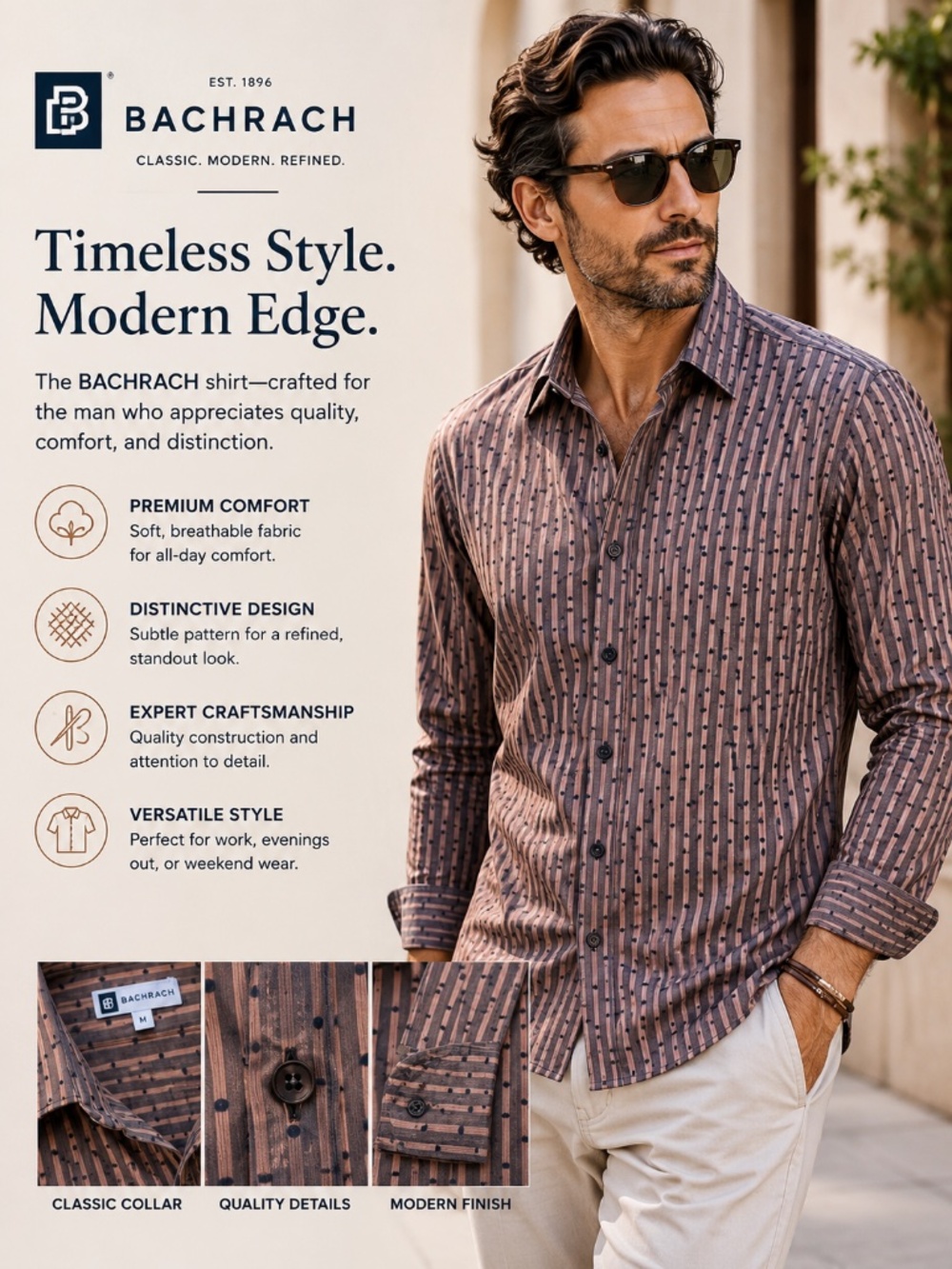 BACHRACH men’s shirt Size M